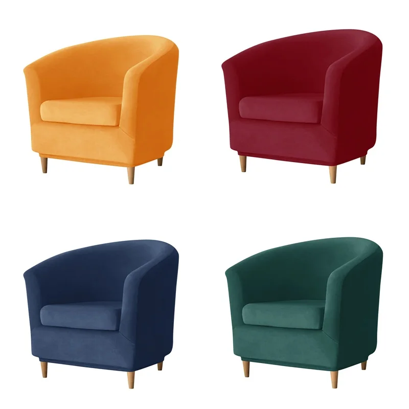 Бархатные чехлы для стульев с разрезом эластичные диванов на одно сиденье в