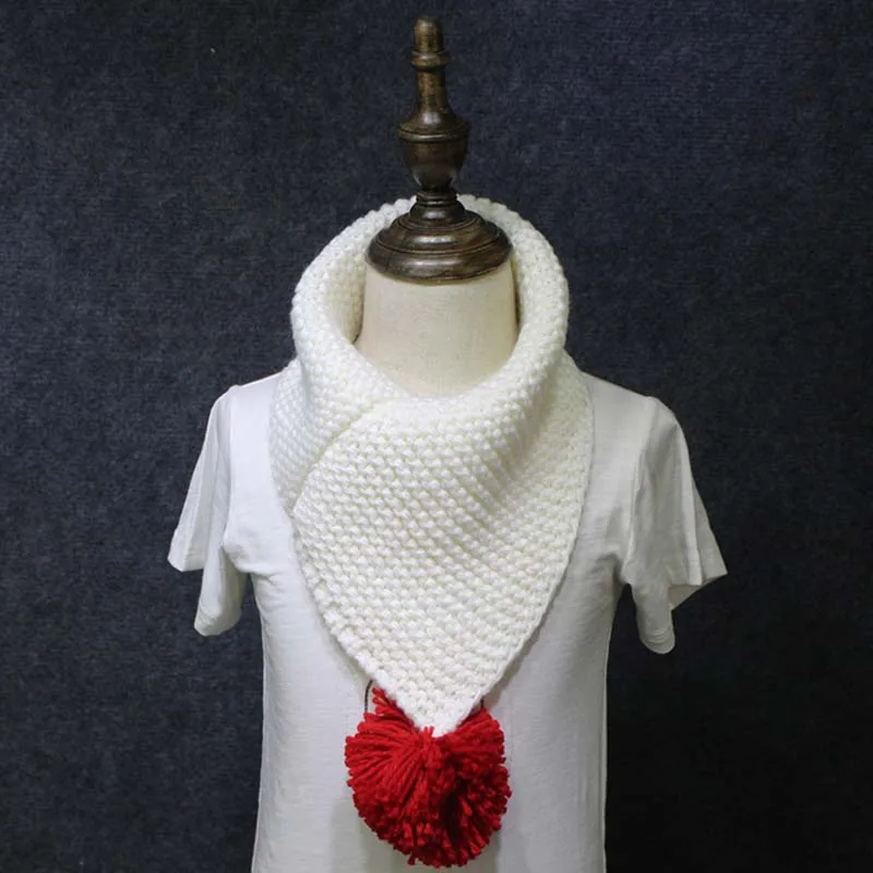 Детский зимний шерстяной шарф с воротником для детей вязаный воротник шариком