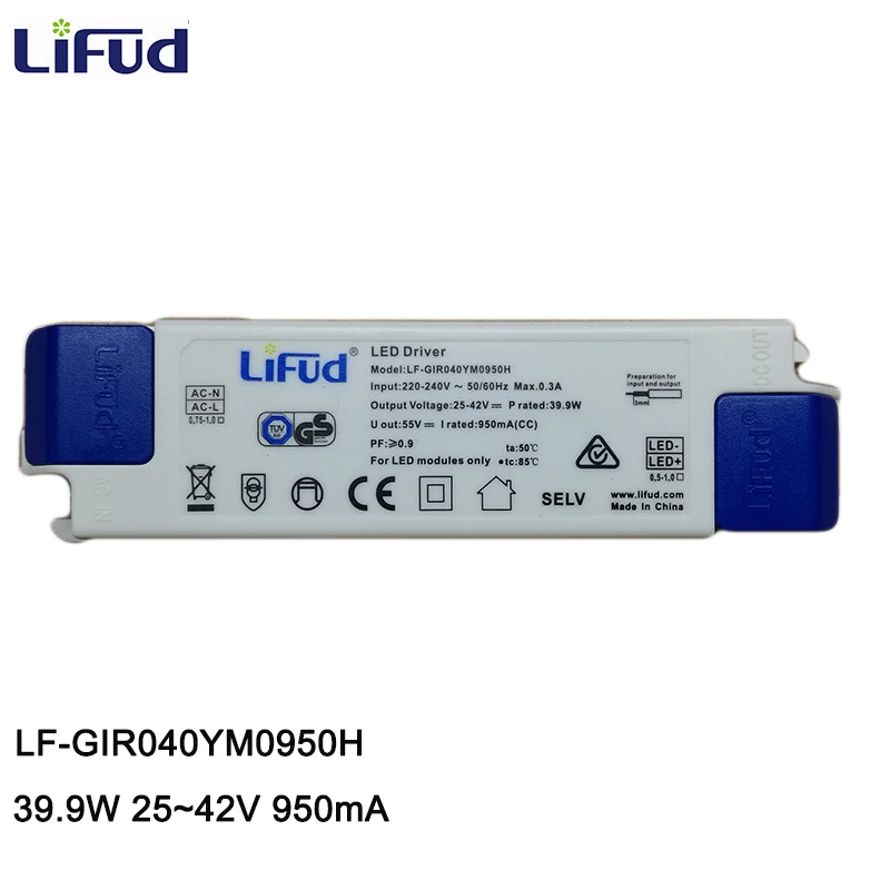 Lifud светодиодный драйвер 24 40 Вт 950mA DC 25 42 в AC220 240V LF GIR040YM0950H трансформатор