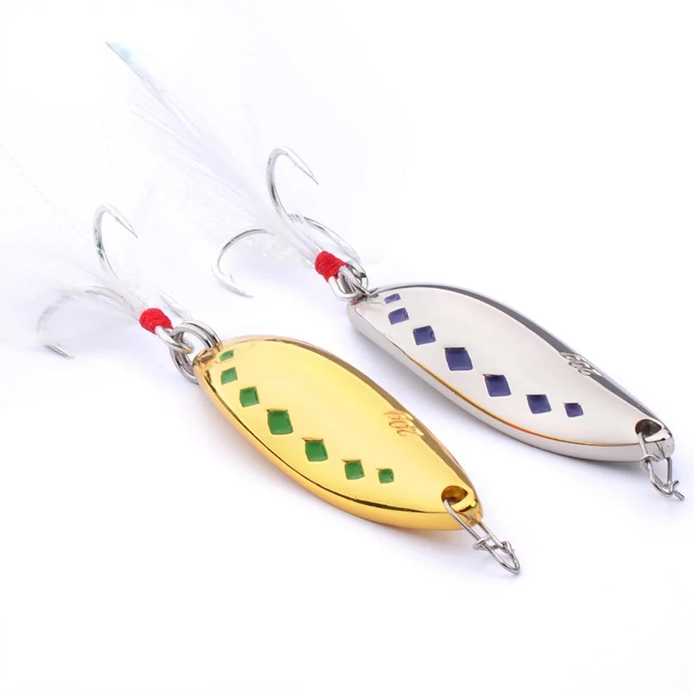 

Metal Spoon Spinner Fishing Lure Hard Baits 10 15 20g Sequins Noise Paillette with Feather Treble Hook Fishing Tools