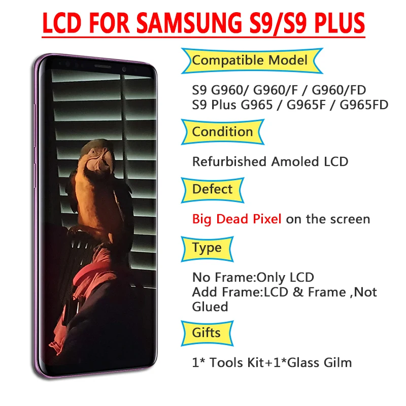 Жк дисплей Amoled с рамкой дигитайзер сенсорного экрана для SAMSUNG Galaxy S9 Plus G960 G965 Big Dead