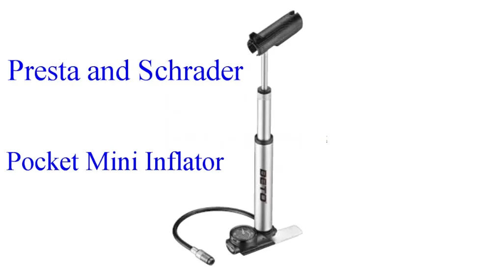 

BETO CCO-017AGLN Bike Pump Presta and Schrader Pocket Mini Inflator with Gauge Bicycle Accessories
