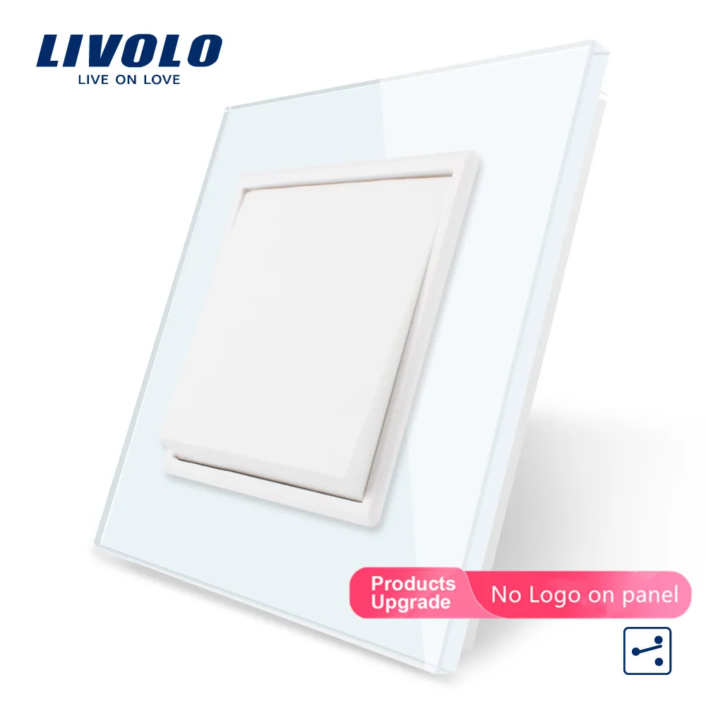 Livolo Производитель стандарт ЕС Роскошный белый/розетка с панелью из черного стекла, кнопка, 2 позиционный переключатель, VL-C7K1S-11/12, без логотипа