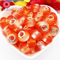 10pcs new handmade silver plated core matte murano charms large hole spacer beads fit pandora bracelet diy snake chain jewelry