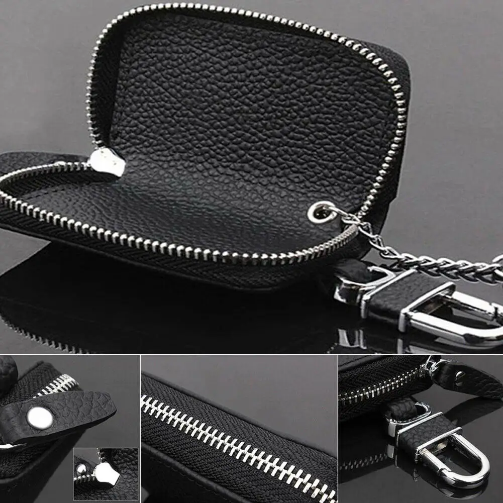 Local stock Black PU Leather Case Key Fob Holder Bag Cover Pouch Keychain For Car | Багаж и сумки