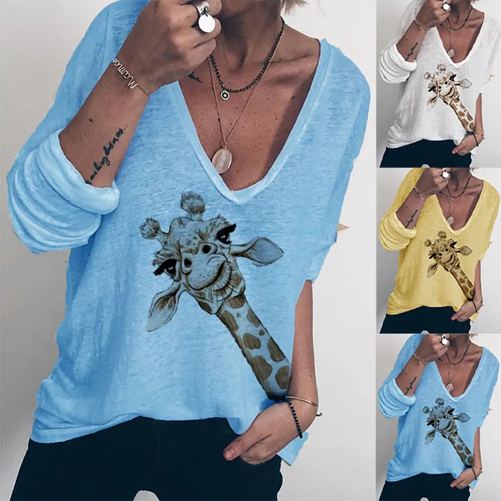 Женские футболки с графическим принтом женские свободные V образным вырезом и
