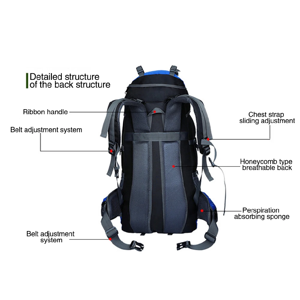 Спортивная сумка 56 75L открытый рюкзак с двойным плечом водонепроницаемый большой