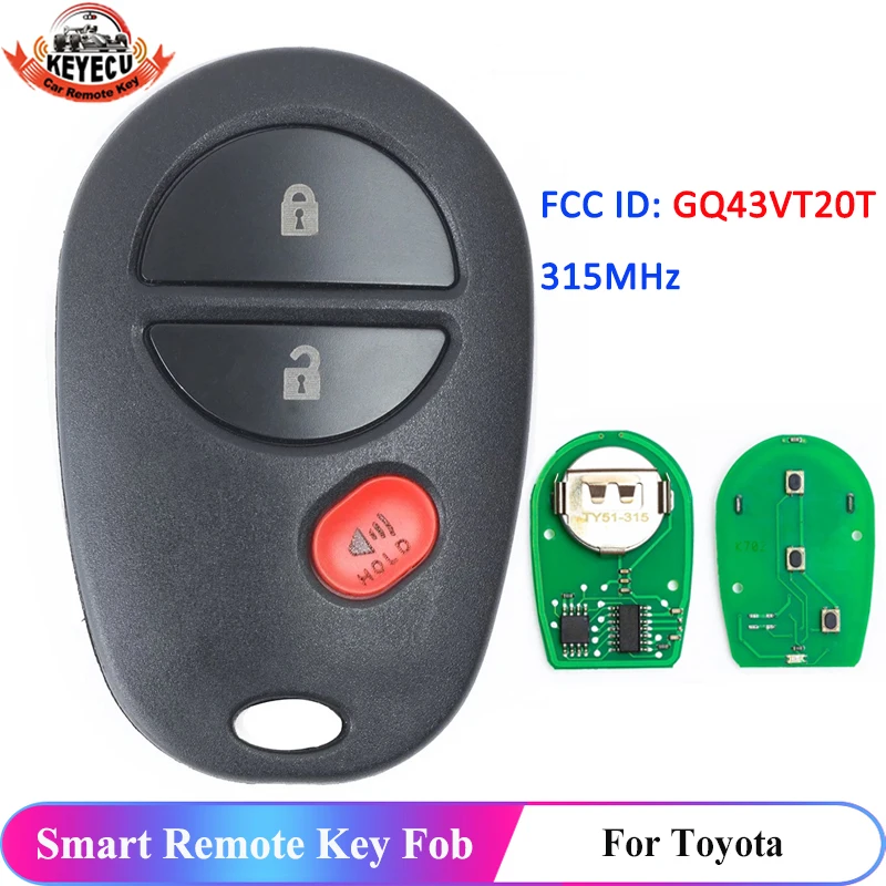 KEYECU GQ43VT20T 3 кнопки 315 МГц дистанционный ключ брелок от машины для Toyota Sienna Solara Avalon