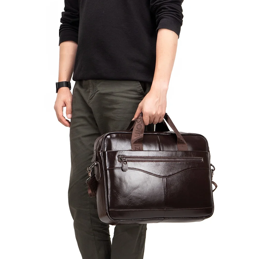 

Men Briefcase Large-capacity Handbags Business Laptop Bags Vintage Genuine Leather Messenger Shoulder Bags Large Office Handbag