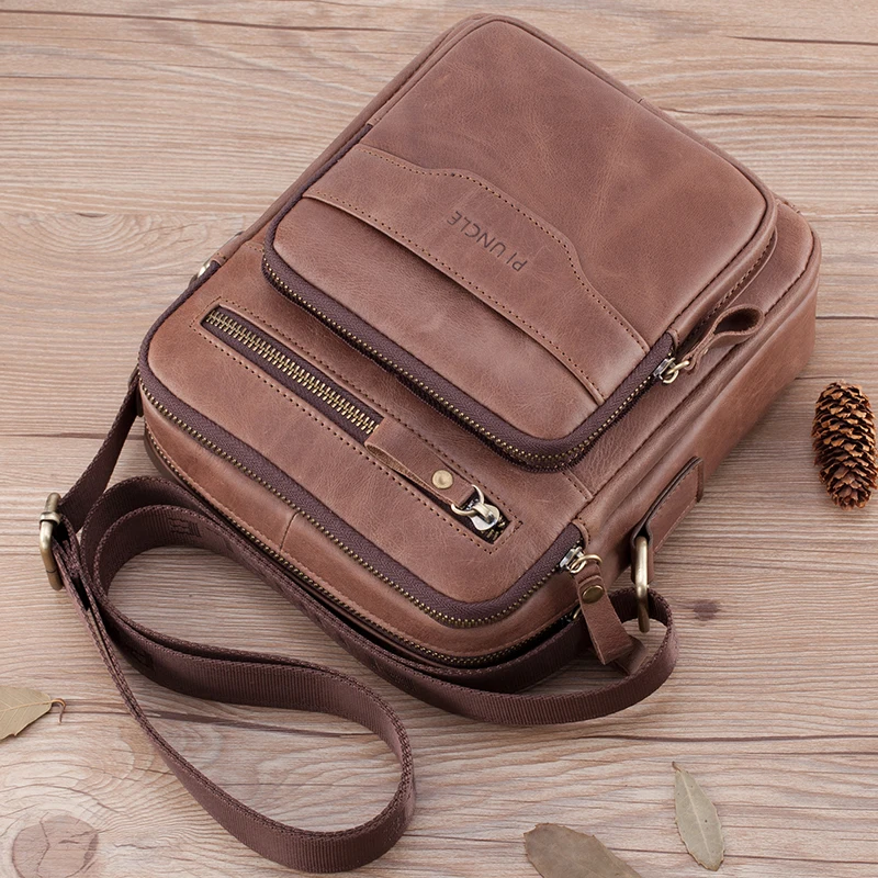 Мужская сумка-мессенджер Piuncle повседневная сумка через плечо из натуральной кожи