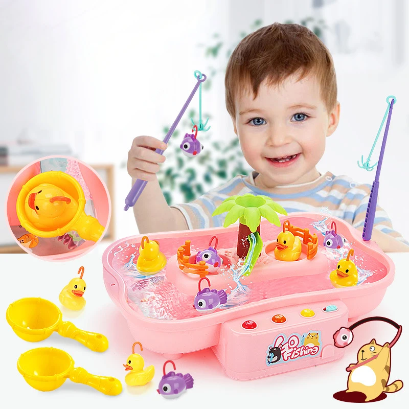 Fishing Toys For Kids Electric Rotating Fish Ducks Plastic Parent-Child Interactive Table Games Hand-Eye Coordination Water Toys tower collapse game hand and eye coordination games educational toys for family fun children and parent entertainment
