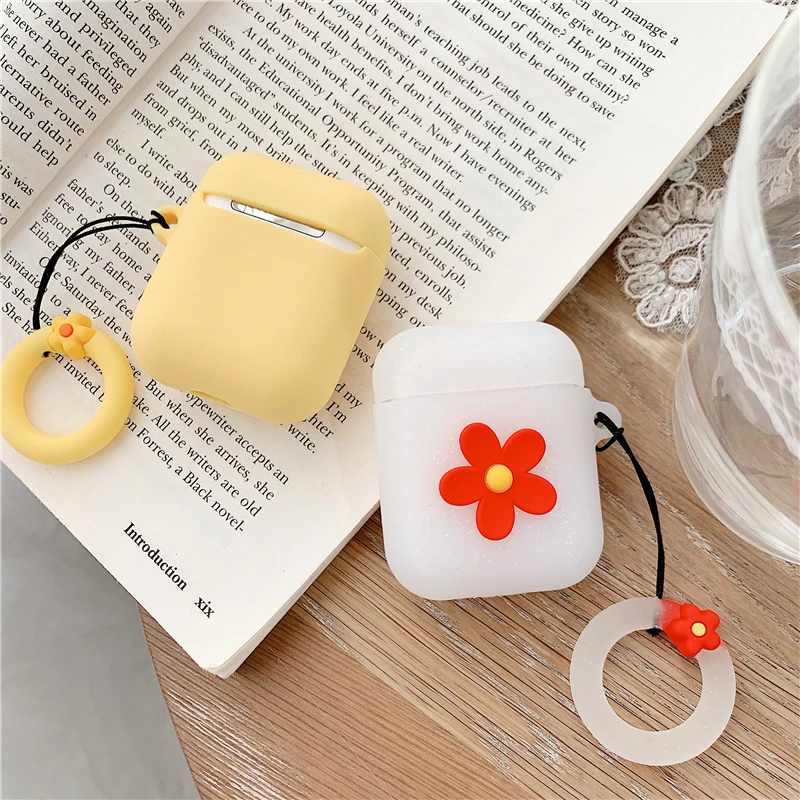 Для AirPods 2 Чехол милый мультяшный цветочный узор мягкий силиконовый чехол s для Apple