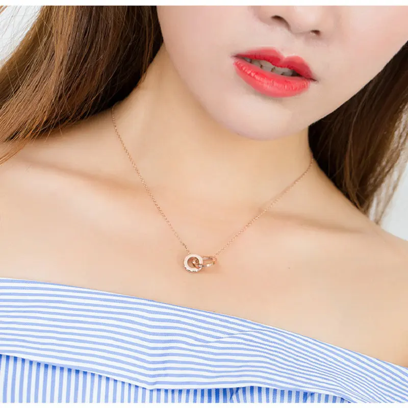 Модные цвета розового золота римское ожерелье с цифрами Кулоны из нержавеющей