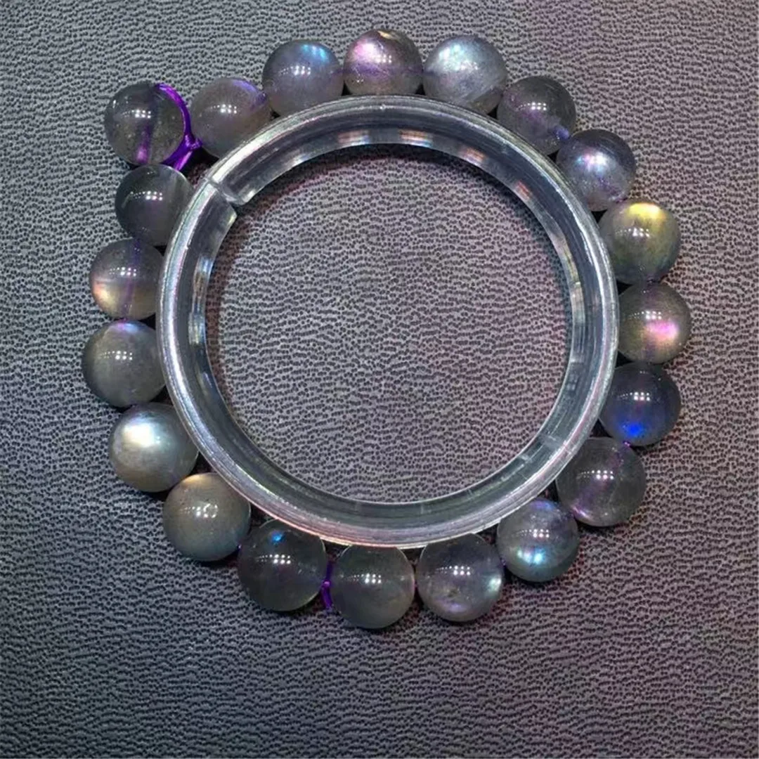 

Браслет из натурального Лабрадорита 9 мм для женщин и мужчин, подарок, хрустальные бусины, фиолетовый светильник нный камень, драгоценный ка...