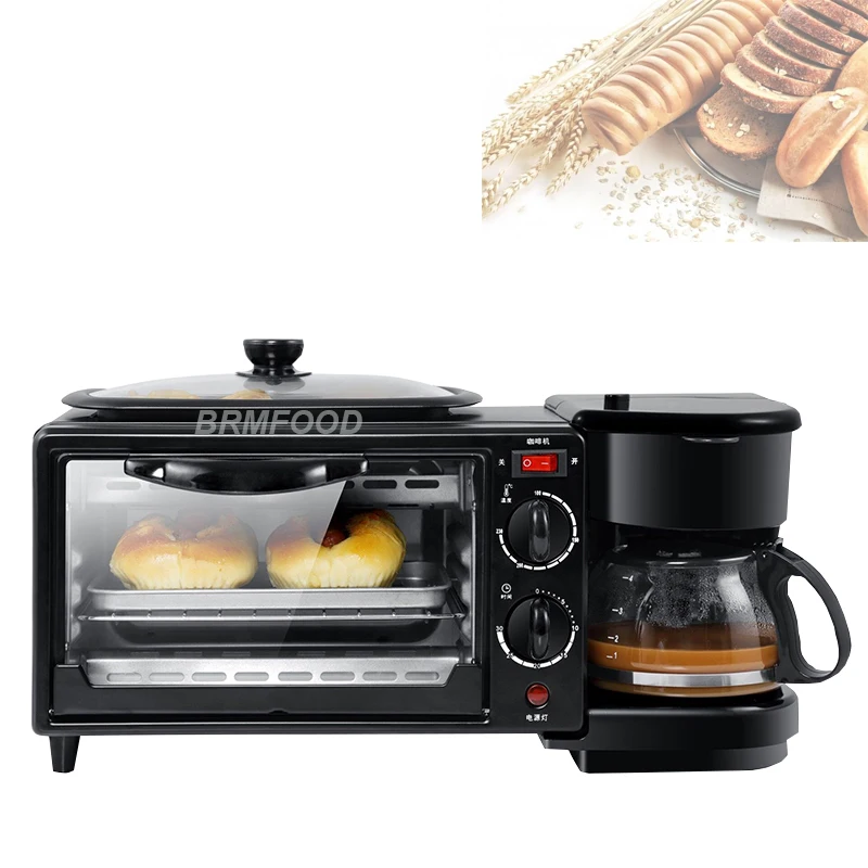 

Electric 3 in 1 Breakfast Machine Multifunction Mini Drip American Coffee Maker Bread Pizza Oven Egg Omelette Frying Pan Toaster