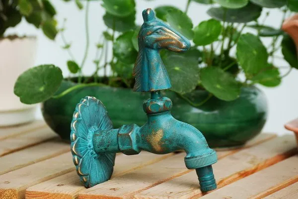green horse Наружный декоративный садовый кран в форме животного бибкок зеленый/античный латунный кран для швабра/садовый смеситель в форме животных - Цвет: green horse