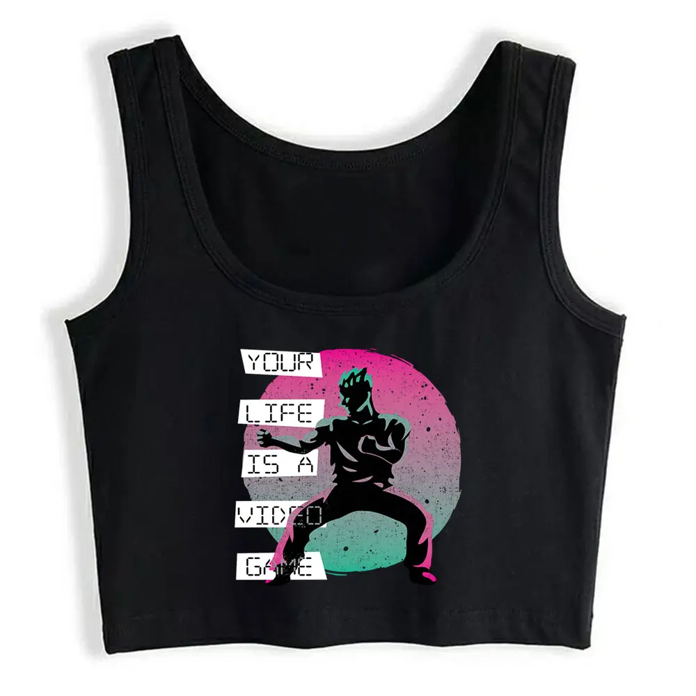 

Boho Crop Top Vaporwave Pastel Goth Video Game Ninja O-Neck Inscriptions Custom Womens Tops blusas mujer de moda 2021 verano