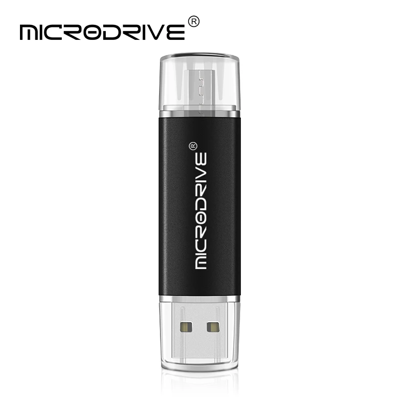 Черный 2 в 1 OTG usb 2,0 алюминиевая ручка из сплава привод 4 ГБ 8 ГБ 16 ГБ флеш-накопители Флешка 32 Гб карта памяти 64 Гб OTG usb для телефона планшета - Цвет: Черный