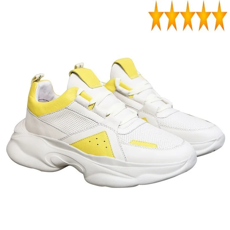 

Increasing Genuine Height Leather Designer Sneakers Men Summer Street Chunky Casual Shoes Platform Trainers Zapatillas Hombre