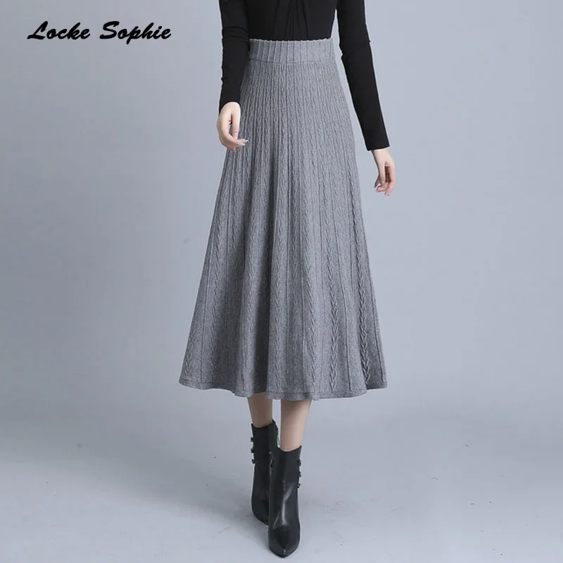1 шт. Высокая талия для женщин размера плюс длинные трапециевидные юбки 2019 зимняя