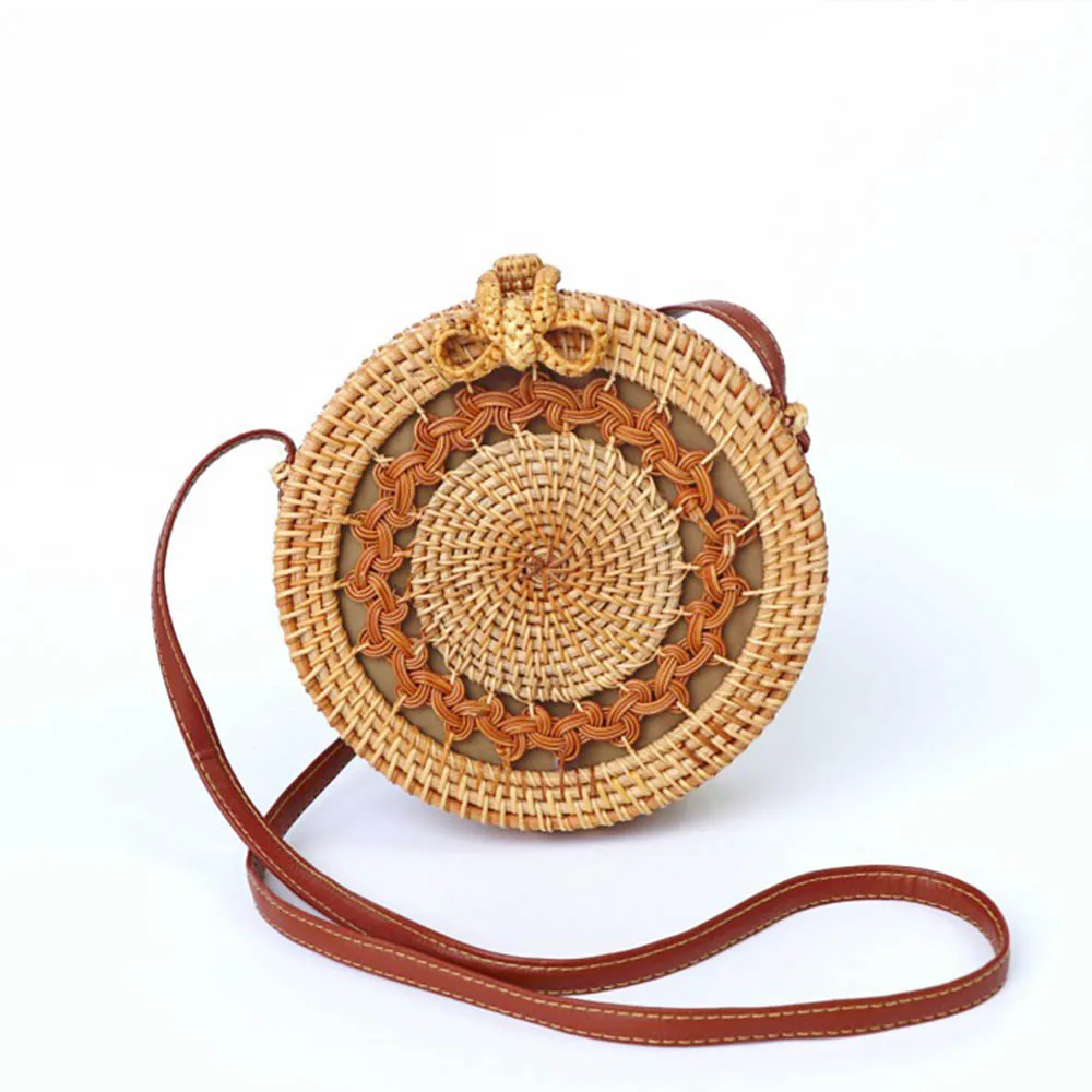 Женские кошельки летние соломенные сумки на плечо из ротанга пляжные с круговым