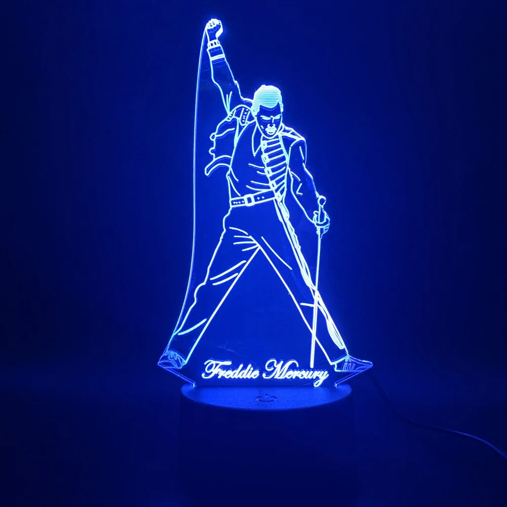 Британский певец Фредди Меркьюри 3d светодиодный Ночной светильник ночник для
