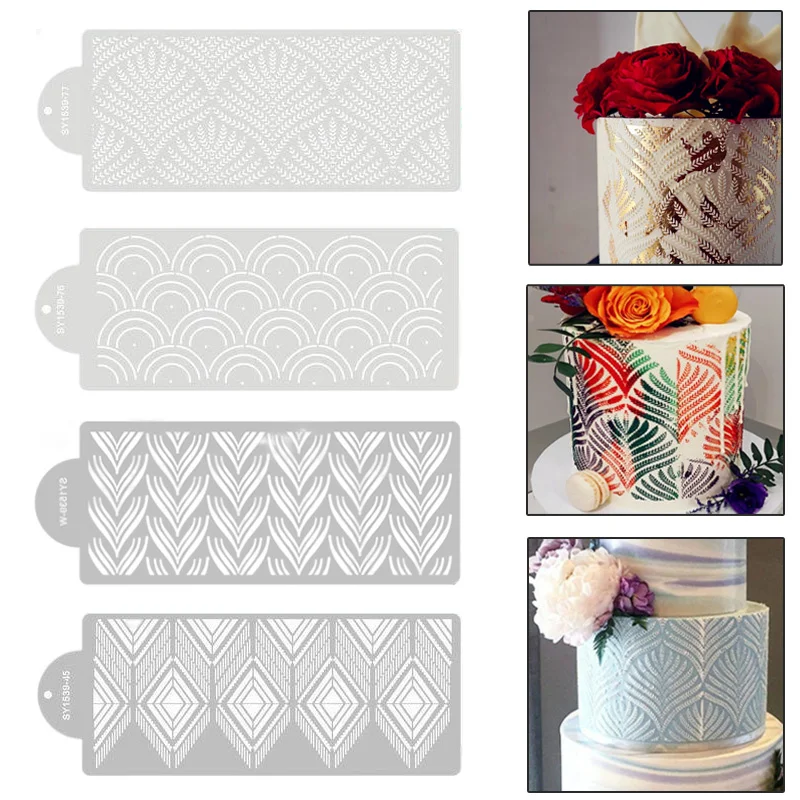 

DIY Style Plastic Sugar Sieve Mold Fondant Printing Stencil Hollow Wedding Cake Stencil Edge Decoration Template Baking Tools