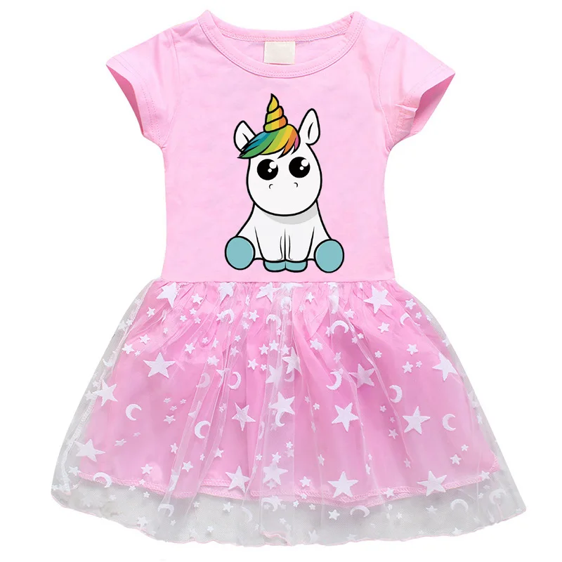

Girls Dress Short Sleeve Kids Cartoon Dresses Children Animal Vestidos 2021 Girls Princess Dress Summer Kids Causcal Dress