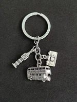 1pc london keychain big ben key ring london bus charms with camera england gift for traveler e1635