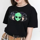 Женская Повседневная футболка в стиле панк Alien fun, повседневная Винтажная футболка с короткими рукавами в стиле хип-хоп и Харадзюку, большие размеры
