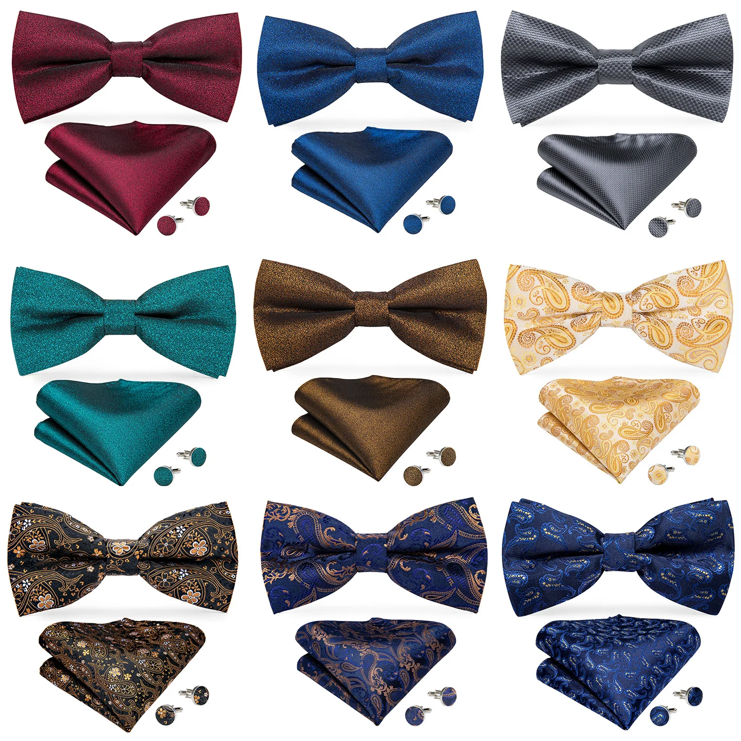 Модный цветочный галстук бабочка с пейсли набор носовых платков мужской