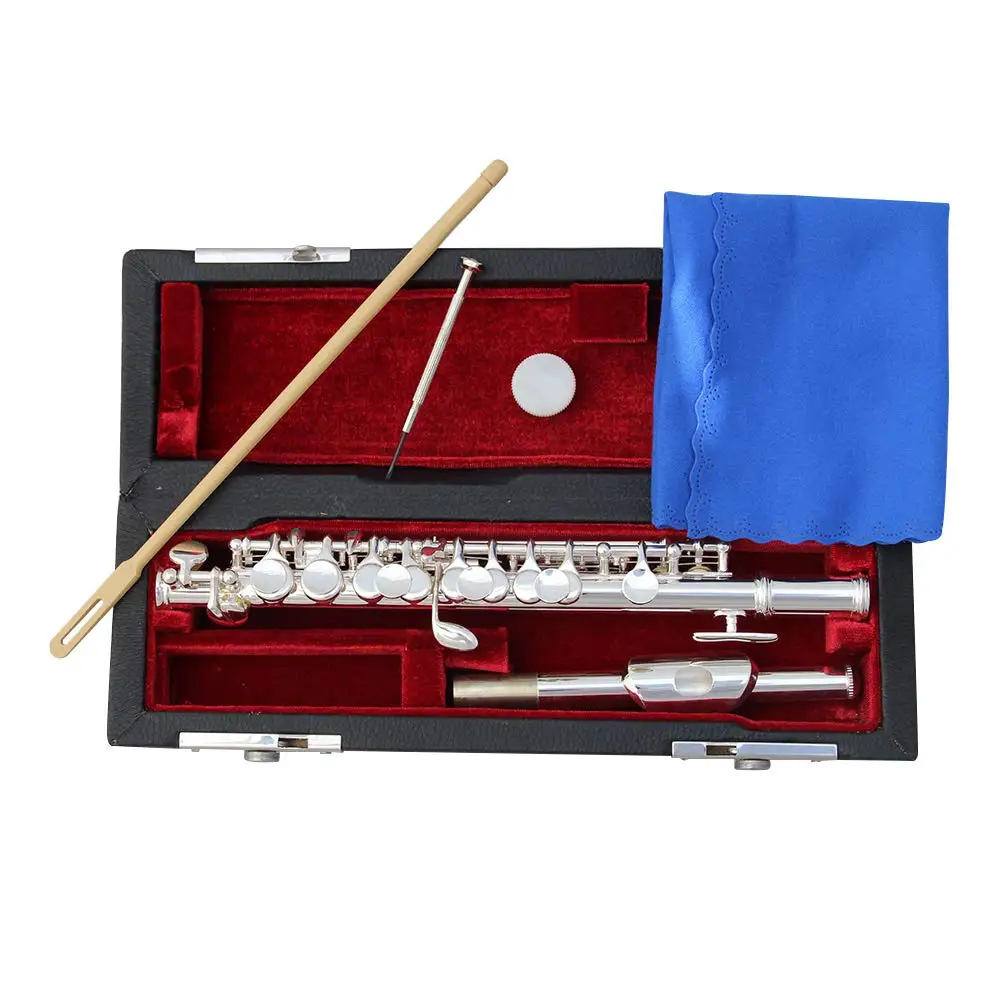 

Piccolo Ottavino Half-size Flute Silver Plated C Key Cupronickel with Cleaning Cloth Screwdriver Padded Box