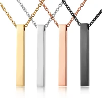 rinhoo four sides engraving personalized square bar custom name necklace stainless steel pendant for womenmen birthday gift