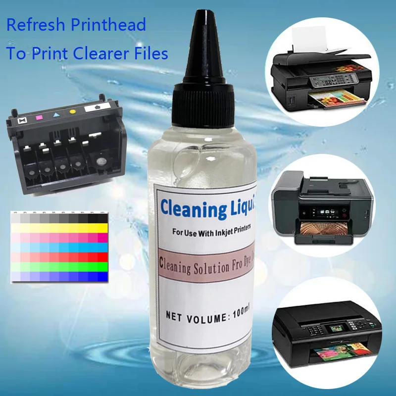 Printhead Cleaning Kit 2 Bottle 100ml Clear Fluid Printer Part For HP Epson Canon Brother Lexmark Inkjet Printing Refresh Liquid images - 6