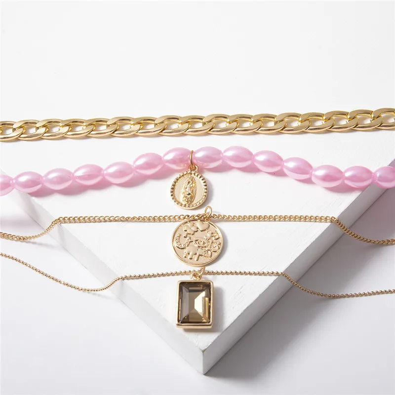 Ахмед Разноцветный жемчуг Potrait кристалл подвеска цепочка ожерелье для женщин