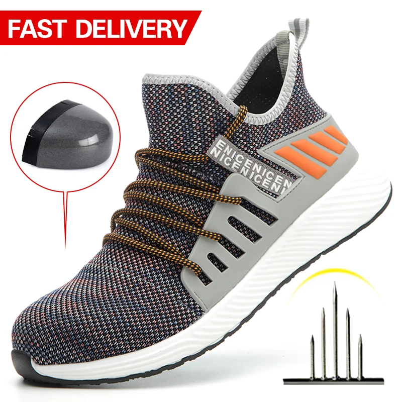 Safety Shoes Men Women Steel Toe Cap Sport Airflow Work Boots Puncture-Proof Sneakers Indestructible Construction Outdoor Adult
