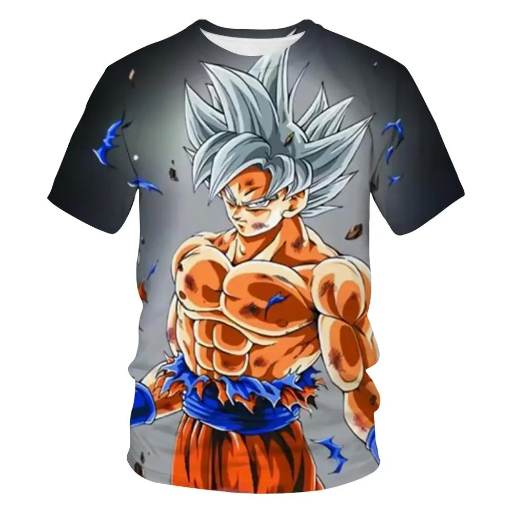 Мужская забавная футболка Goku с 3D принтом Dragon Ball Z летняя коротким рукавом модная