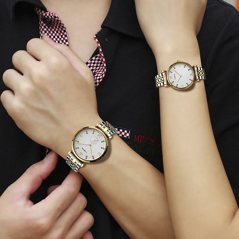 

CARFENIE Fashion Lovers Watches Brand Luxury Automatic Quartz Relogio Stainless Steel Waterproof Couple Wristwatch Clock
