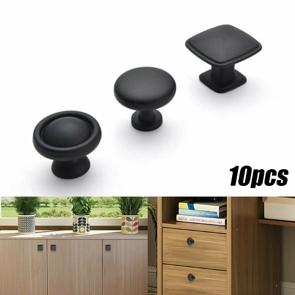 

10Pcs Cabinet Knob Cupboard Wardrobe Pull Kitchen Door Handles Black Furniture For Chest Of Drawers Dresser Hardware Home Decor