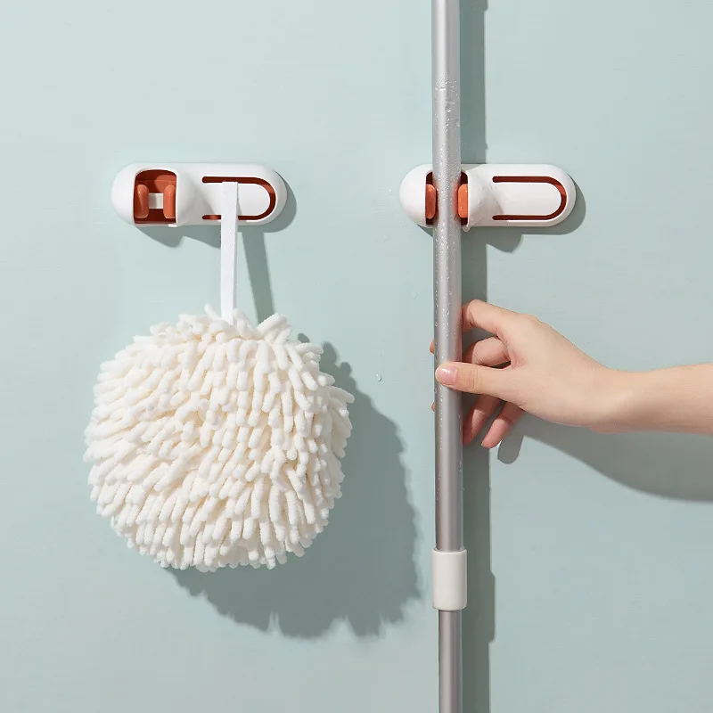 

Wall-Mounted Mop Hook Toilet Punch-Free Powerful Broom Clip Household Brush Mop Fixed Buckle Storage Rack