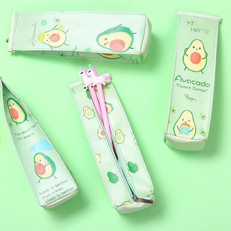 M053 Студенческая монета кошелек мультфильм зеленый авокадо печать молоко картон