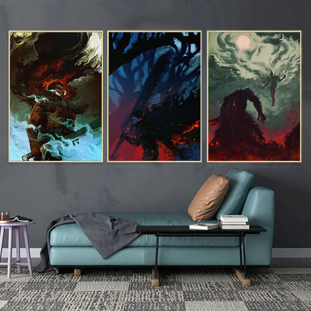 Постеры и принты японского Аниме Berserk мультяшное настенное искусство картины на