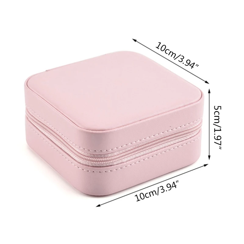 

Portable Leather Jewelry Box Organizer Display Earrings Ring Necklace Zipper Storage Case Women Travel Jewellery Storage Box