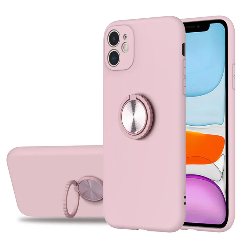 

Ring Stand Phone Case Cover Solid Color TPU Protective Shell Capa For XiaoMi Mi Note 10 CC9 8 SE Pro Lite For Xiaomi Poco-x3 NFC