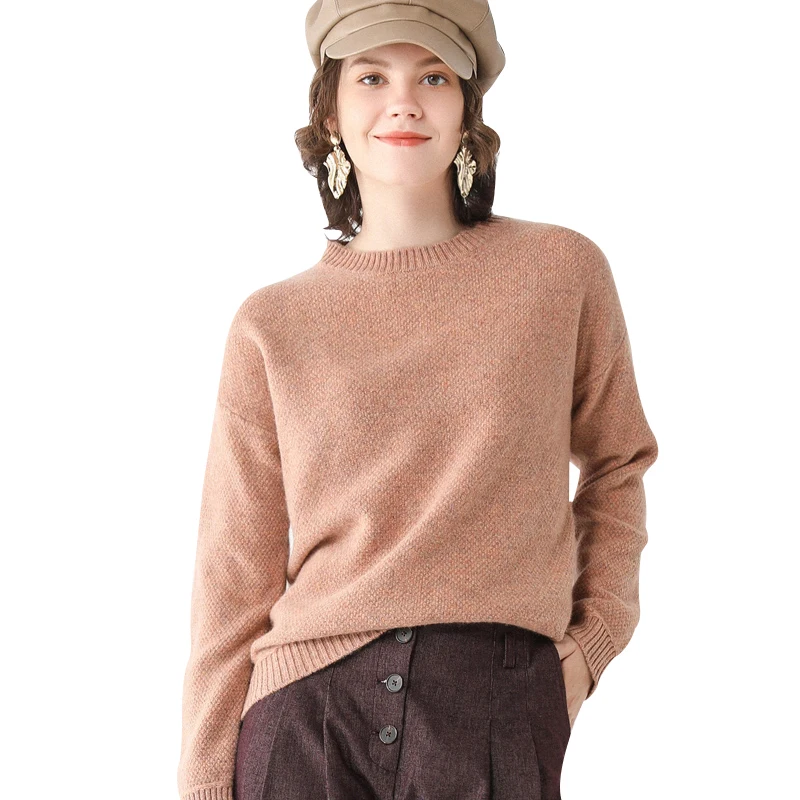 

Winter 100% wool hairy knit cashmere sweater thicker warm knit wool tops female bat sleeved loose round-neck sweater F2185