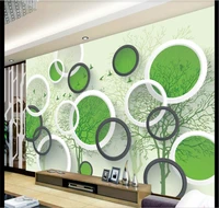 milofi custom 8d waterproof wall cloth wallpaper mural 3d circle tree branch silhouette background wall