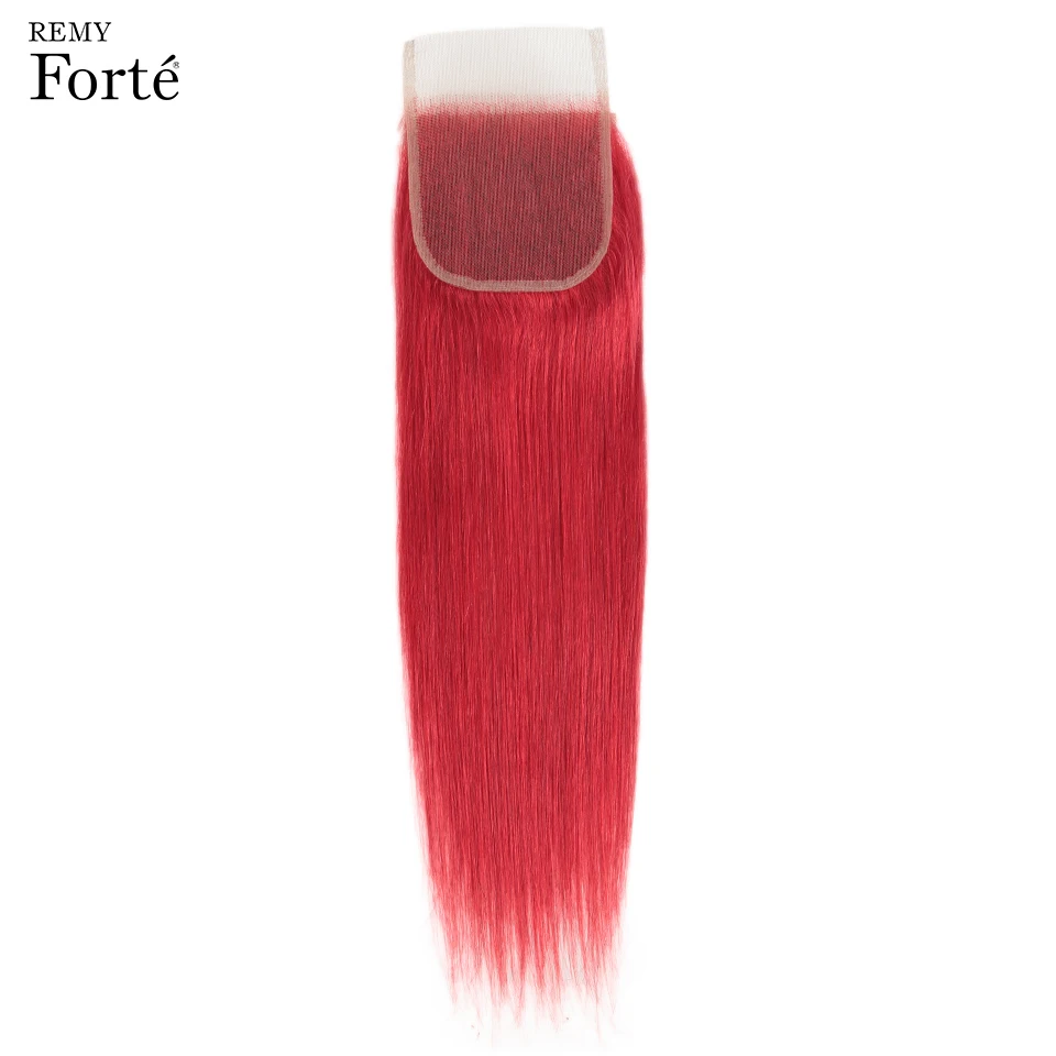 Прямые Волосы Remy Forte, пряди с закрытием, красные пряди с закрытием, бразильские вплетаемые пряди, 3/4 волосы remy, пряди, румяна