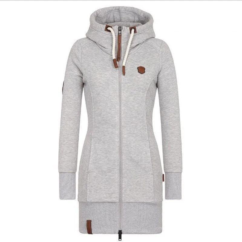 Толстовки женские с капюшоном длинным рукавом размера плюс худи средней длины на