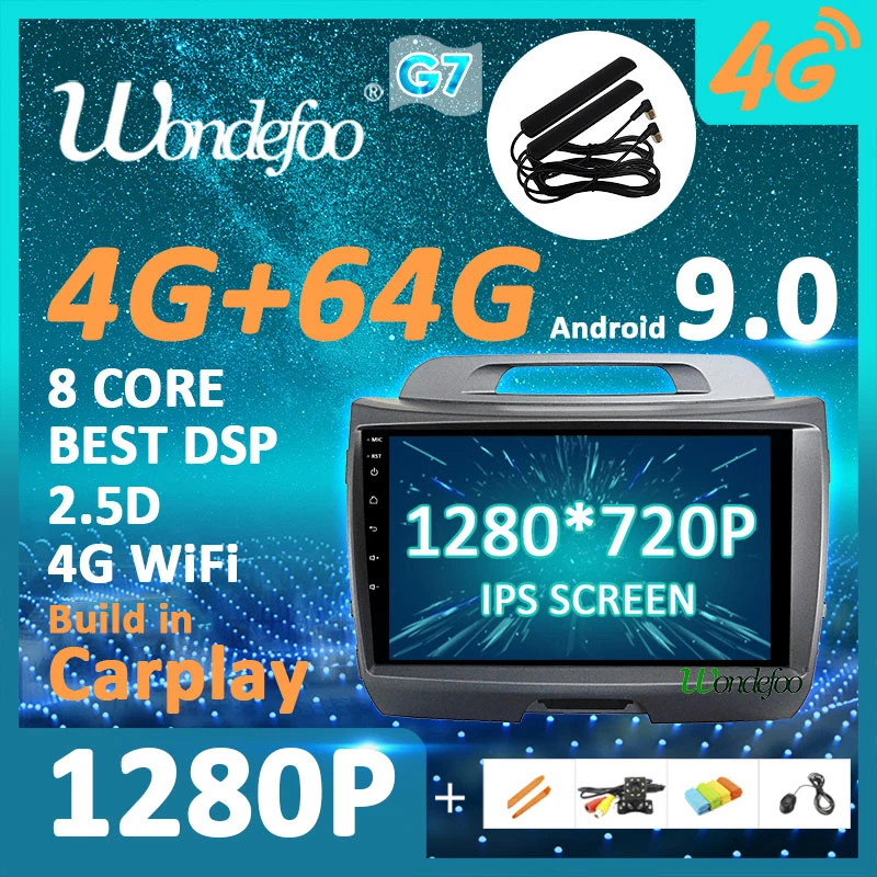 Android 9,0 1280*720P Carplay 4G 64G gps для Kia Sportage 3 4 SL 2010 2011 2012 2013 мультимедийное радио без DVD блока
