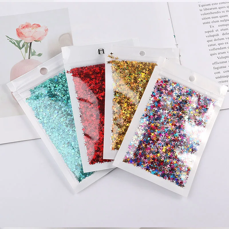 Ультратонкие Блестки для ногтей 4 мм с перекрещивающимися звездами блестки